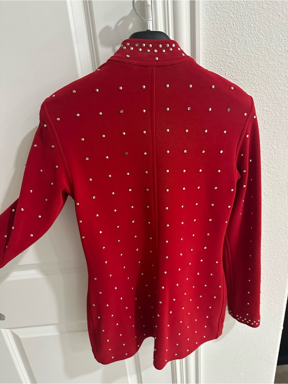Vintage Tadashi Shoji Red Jacket with Silver Stones Medium - Picture 7 of 7
